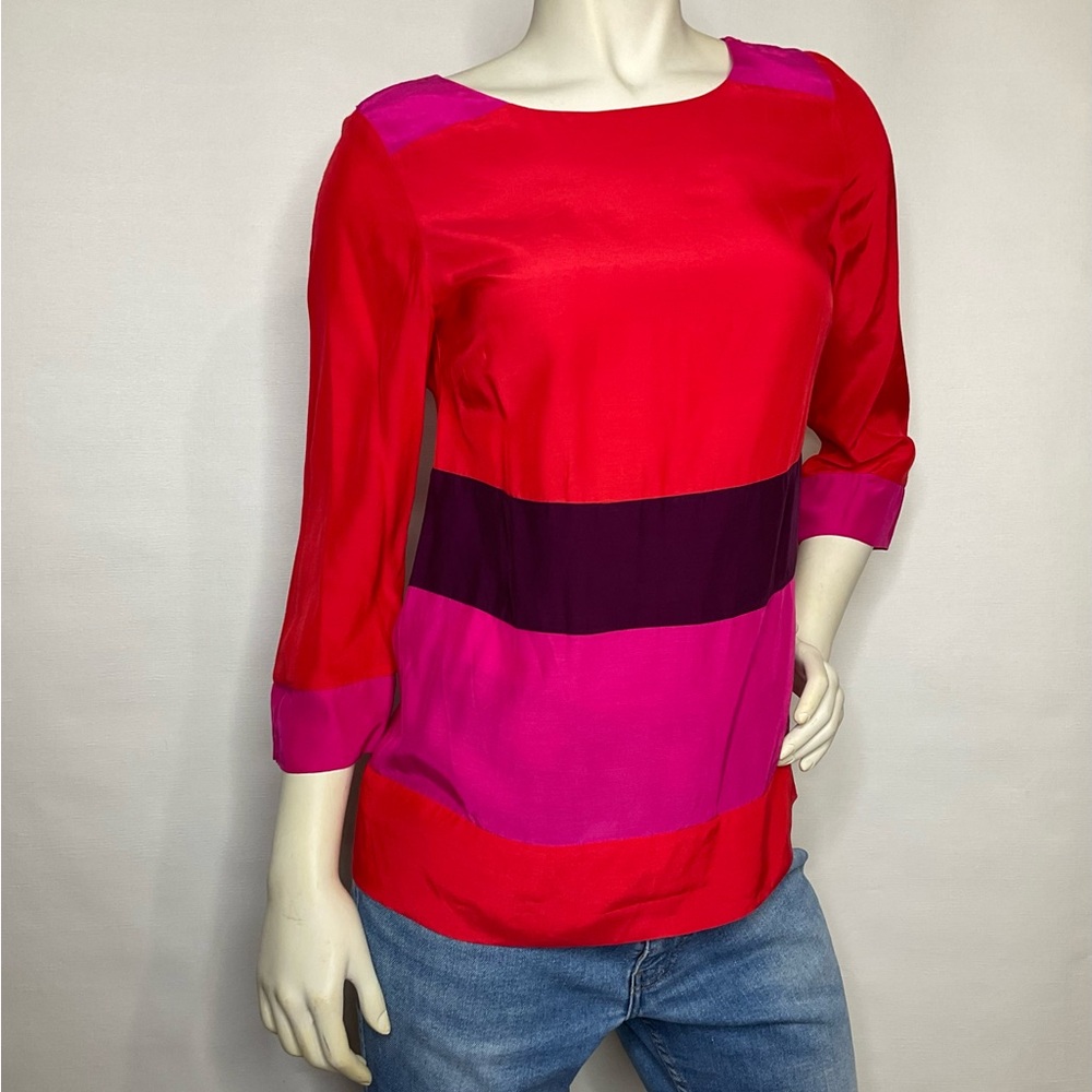 Boden Colorblock 3/4 Sleeve Blouse Size 4